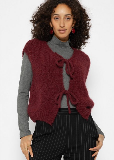 SASSYCLASSY Pullunder Ärmellose Strickweste Damen mit Schleifen günstig online kaufen