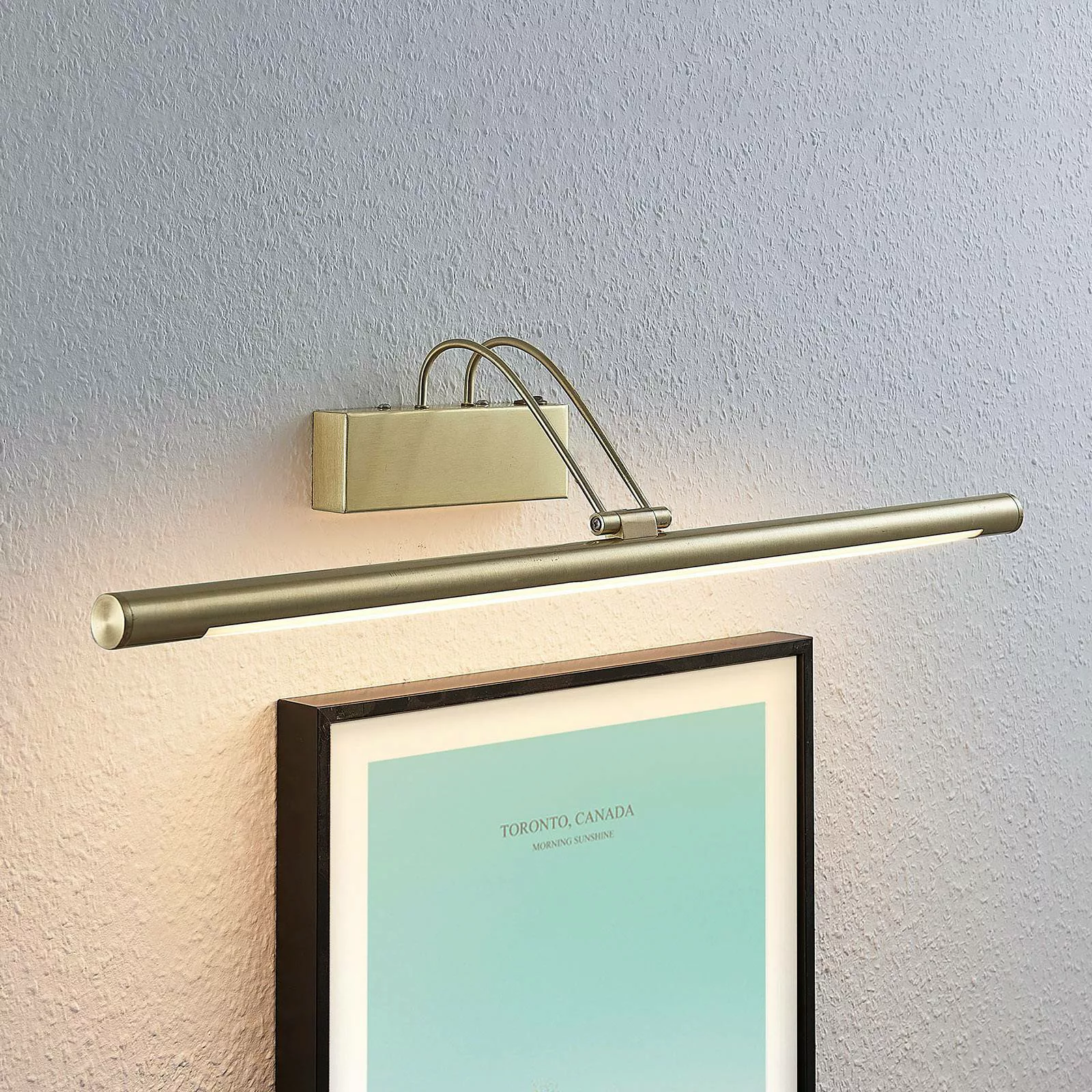 Lindby LED-Bilderleuchte Mailine, 69 cm, messing, Schalter günstig online kaufen