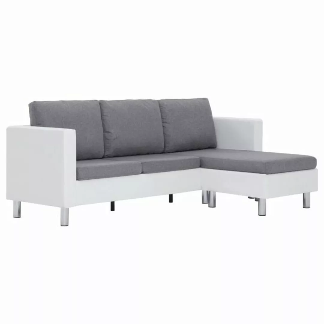 furnicato 3-Sitzer 3-Sitzer-Sofa mit Kissen Weiß Kunstleder günstig online kaufen