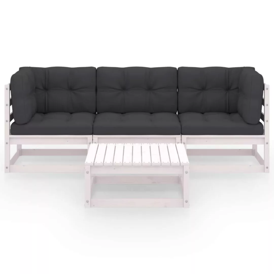 4-tlg. Garten-lounge-set Mit Kissen Kiefer Massivholz günstig online kaufen