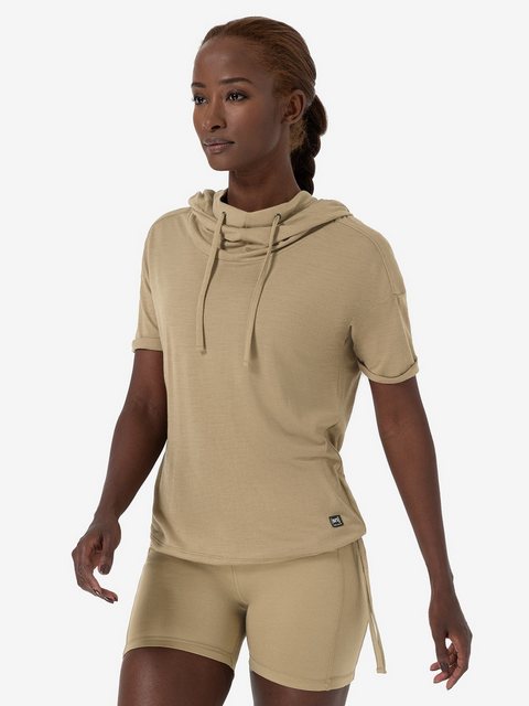 SUPER.NATURAL Hoodie kurzarm für Damen, Merino JUSTSHORT mit Tunnelzug, cas günstig online kaufen