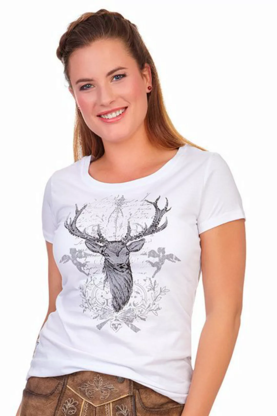 MarJo Trachtenshirt Trachtenshirt Damen - TINKA - weiß, mauve günstig online kaufen