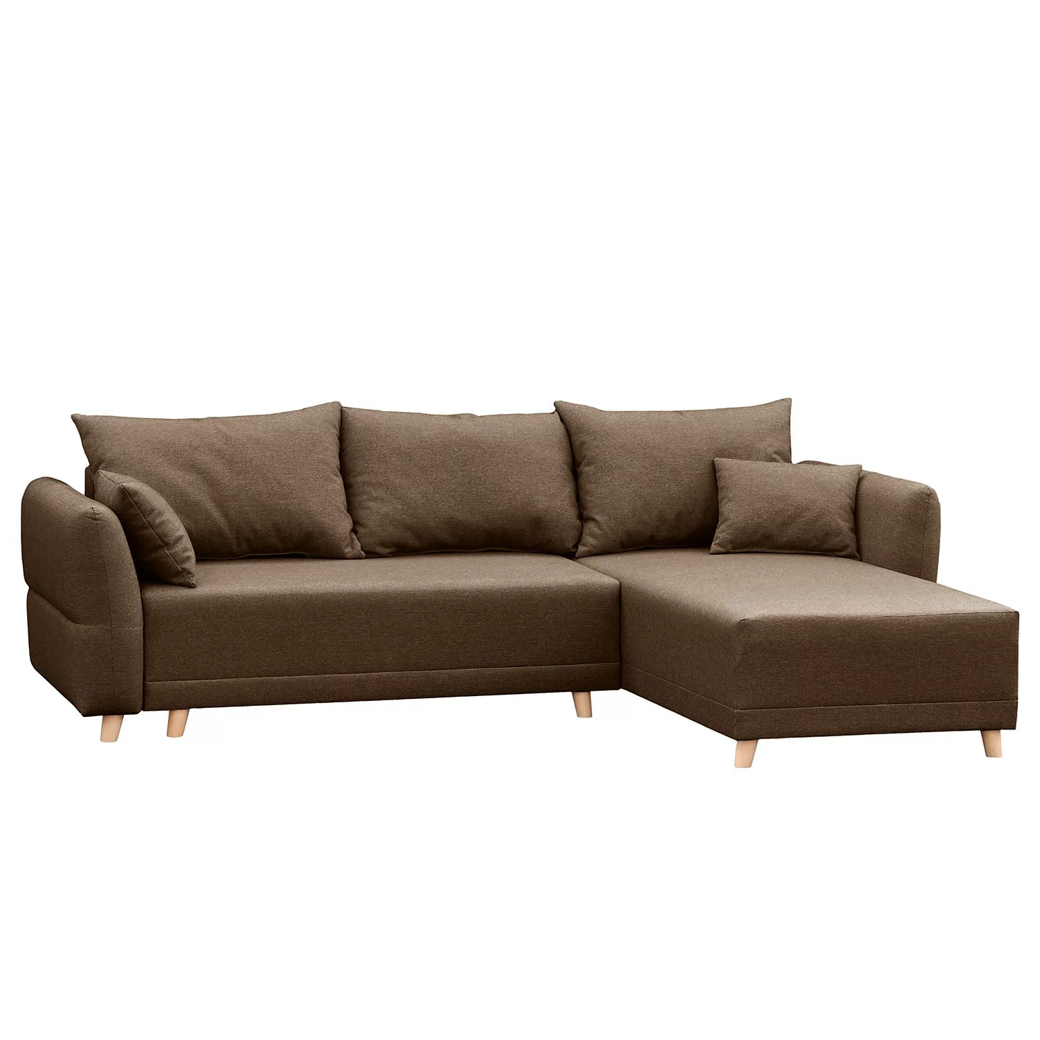 home24 Norrwood Ecksofa Jardins Braun Strukturstoff 259x86x181 cm mit Schla günstig online kaufen