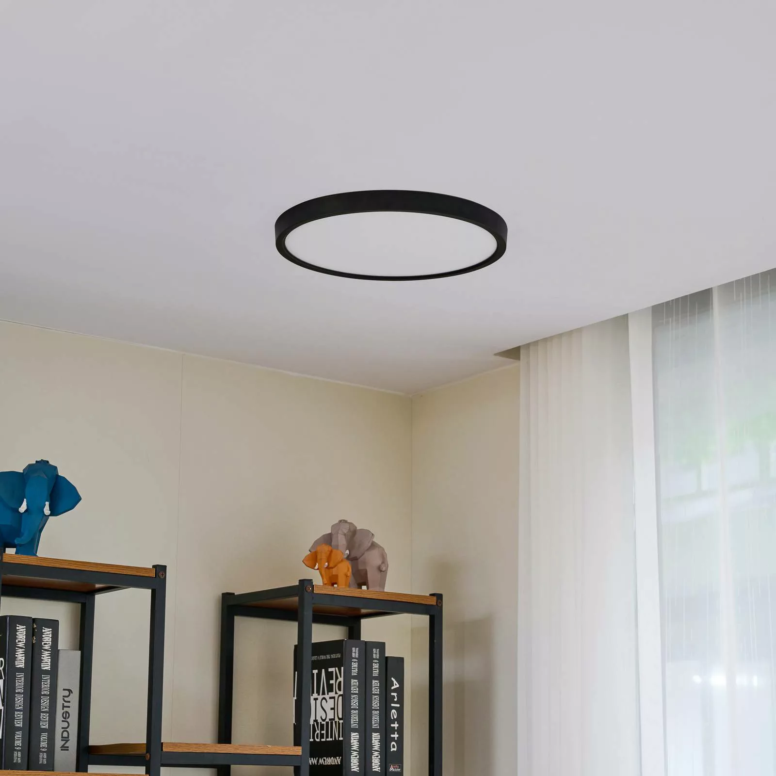 Lindby LED-Deckenleuchte Pravin, Ø 40 cm, 3.000 K, schwarz günstig online kaufen