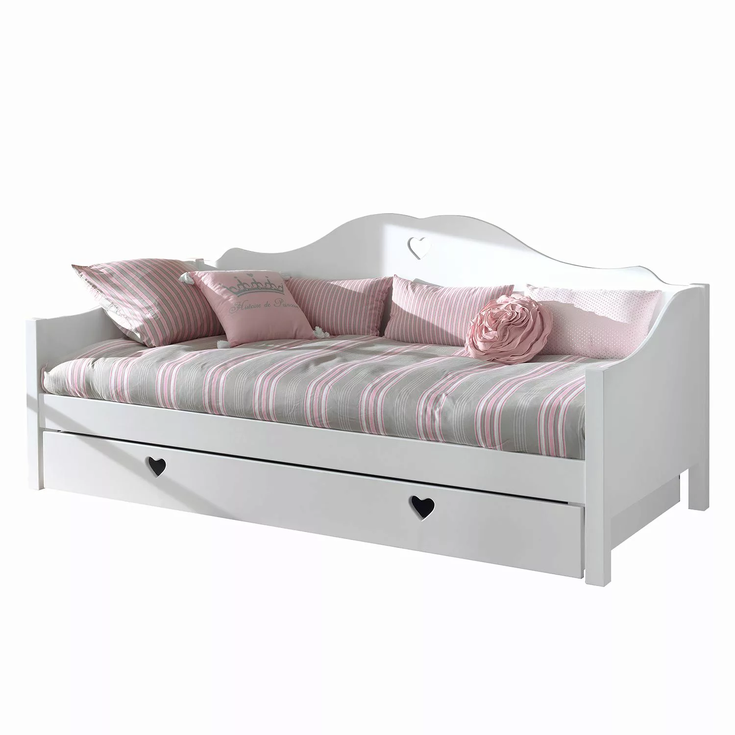 Natur24 Kinderbett Amori Set aus aus Kojen Bett und Bettschublade in Weiß günstig online kaufen