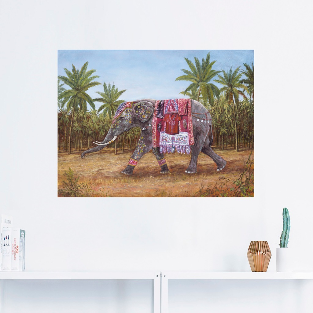 Artland Wandbild "Indischer Elefant", Wildtiere, (1 St.), als Leinwandbild, günstig online kaufen