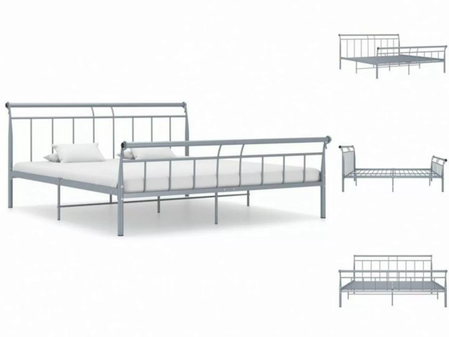 vidaXL Bettgestell Bettgestell Grau Metall 200x200 cm Doppelbett Bett Bettr günstig online kaufen