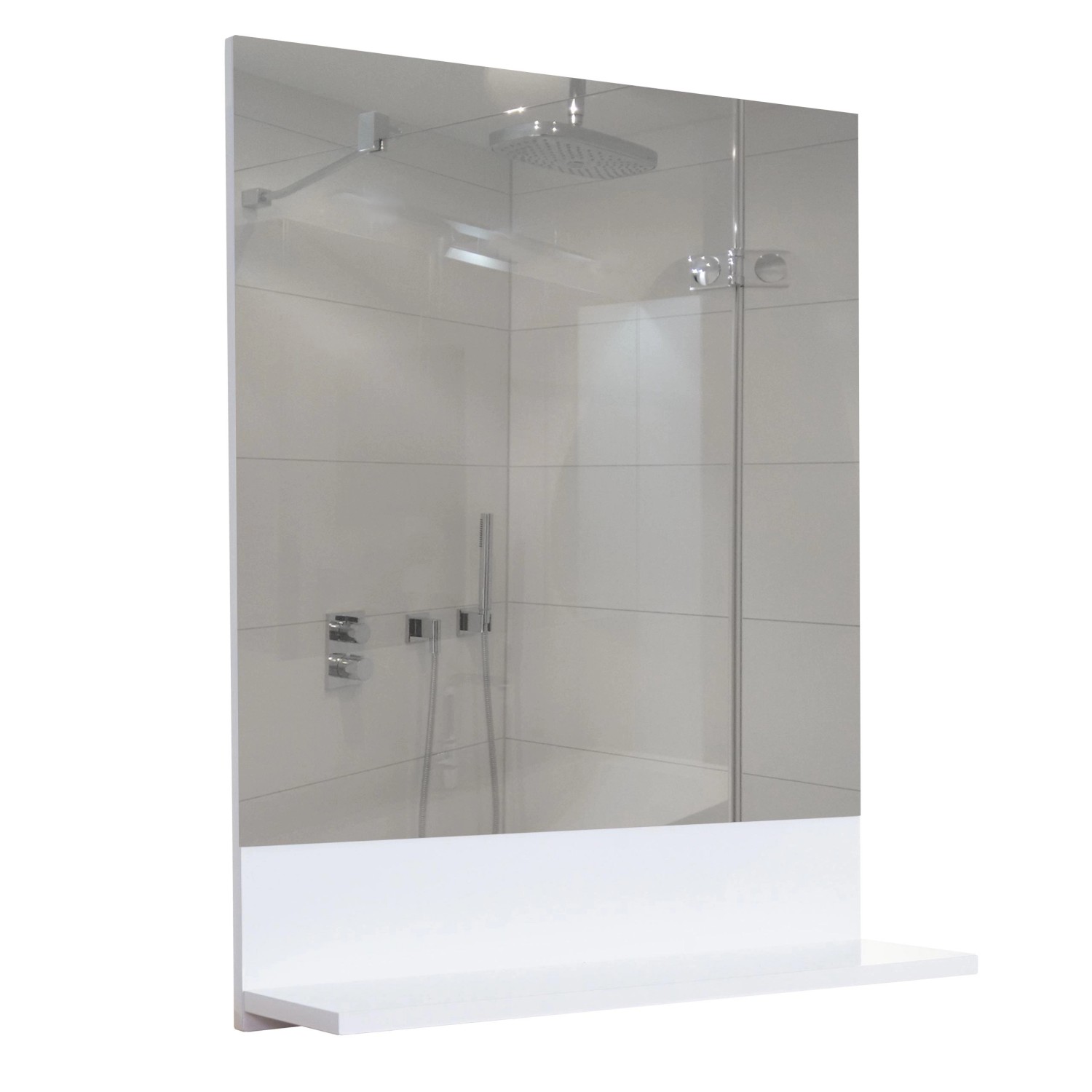 MCW Wandspiegel mit Ablage B19 Badspiegel Badezimmer Hochglanz 75x80cm Weiß günstig online kaufen