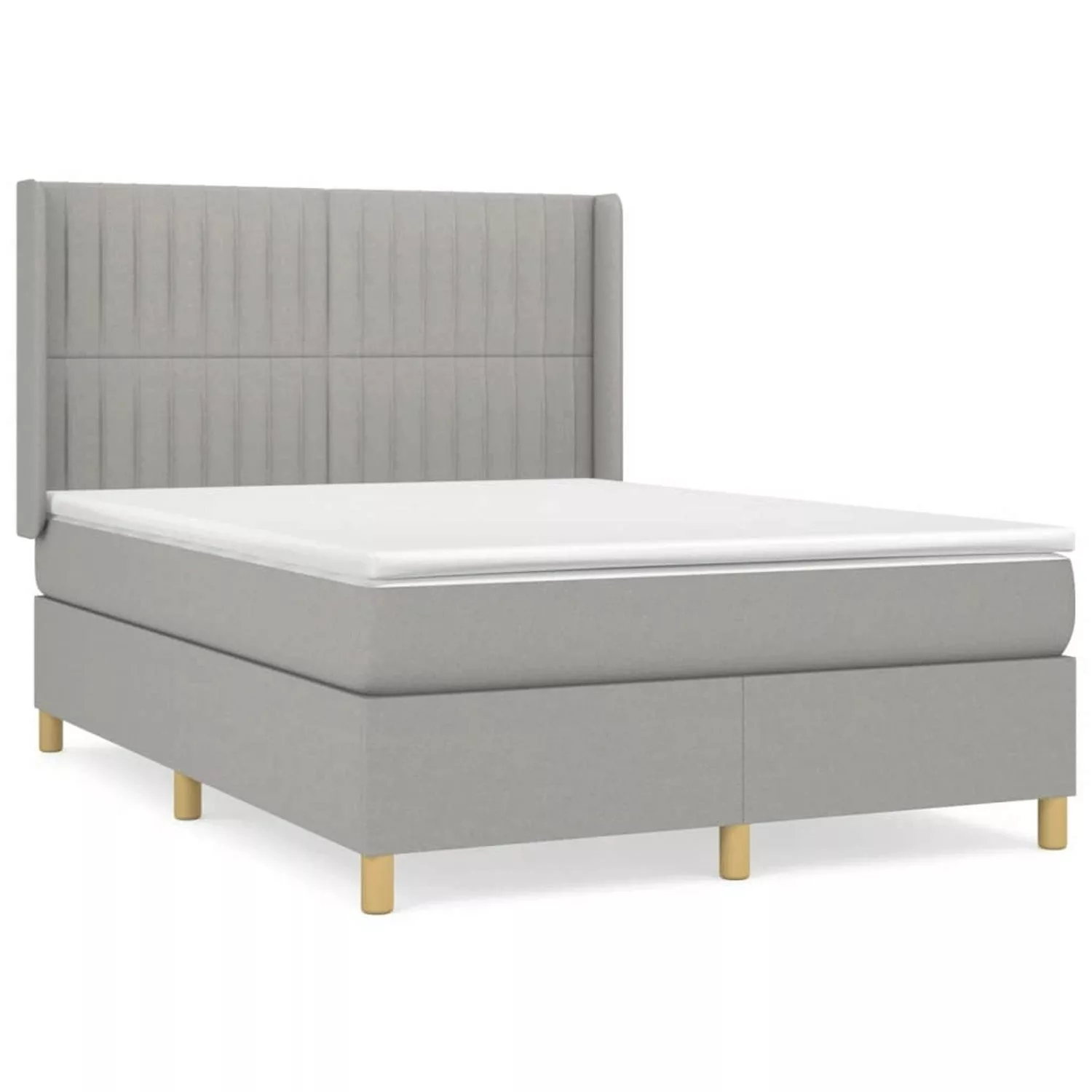 vidaXL Boxspringbett mit Matratze Hellgrau 140x200 cm Stoff1378207 günstig online kaufen