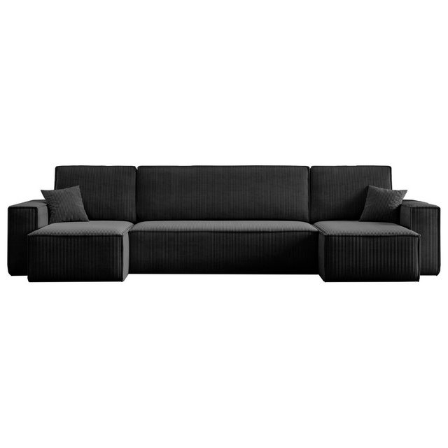 M-Punkt24 Wohnlandschaft COMO, Schwarz mit Bett Sofa Schlafsofa Ottomane, C günstig online kaufen