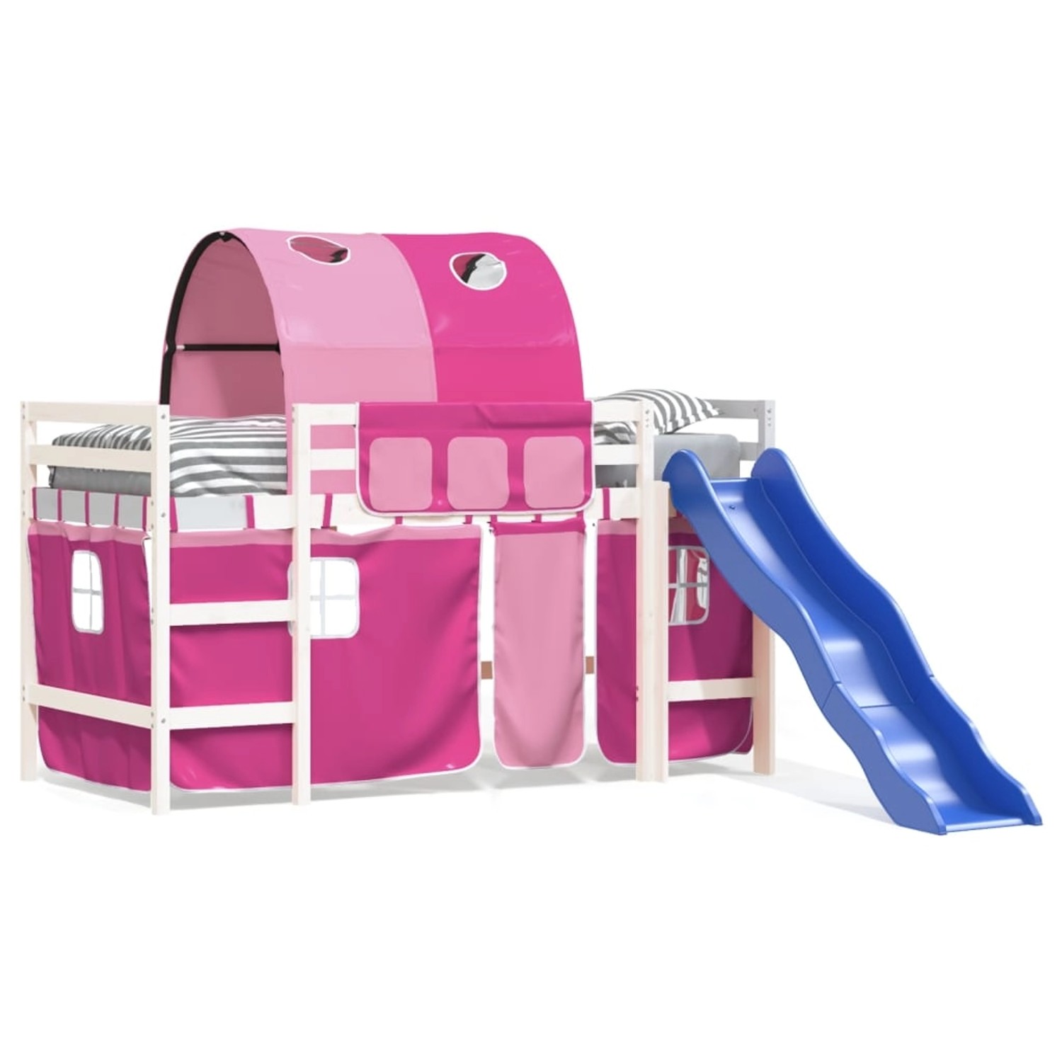 vidaXL Kinderhochbett mit Tunnel Rosa 90x190 cm Massivholz Kiefer1929935 günstig online kaufen