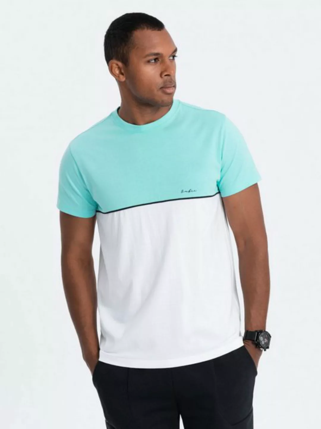 OMBRE T-Shirt Zweifarbiges Baumwoll-T-Shirt für Männer günstig online kaufen