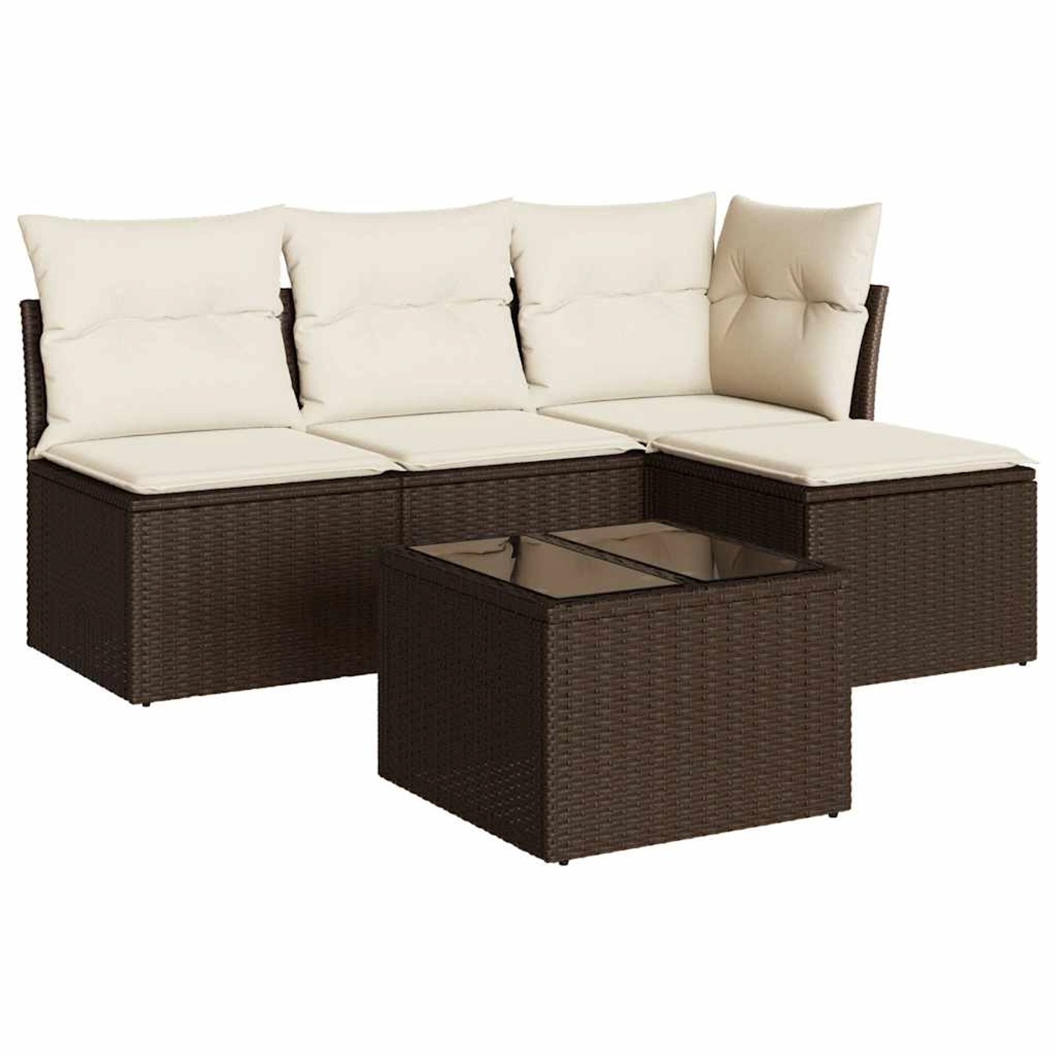 vidaXL 5-Tlg Garten-Sofagarnitur mit Kissen Braun Poly Rattan 3249352 günstig online kaufen