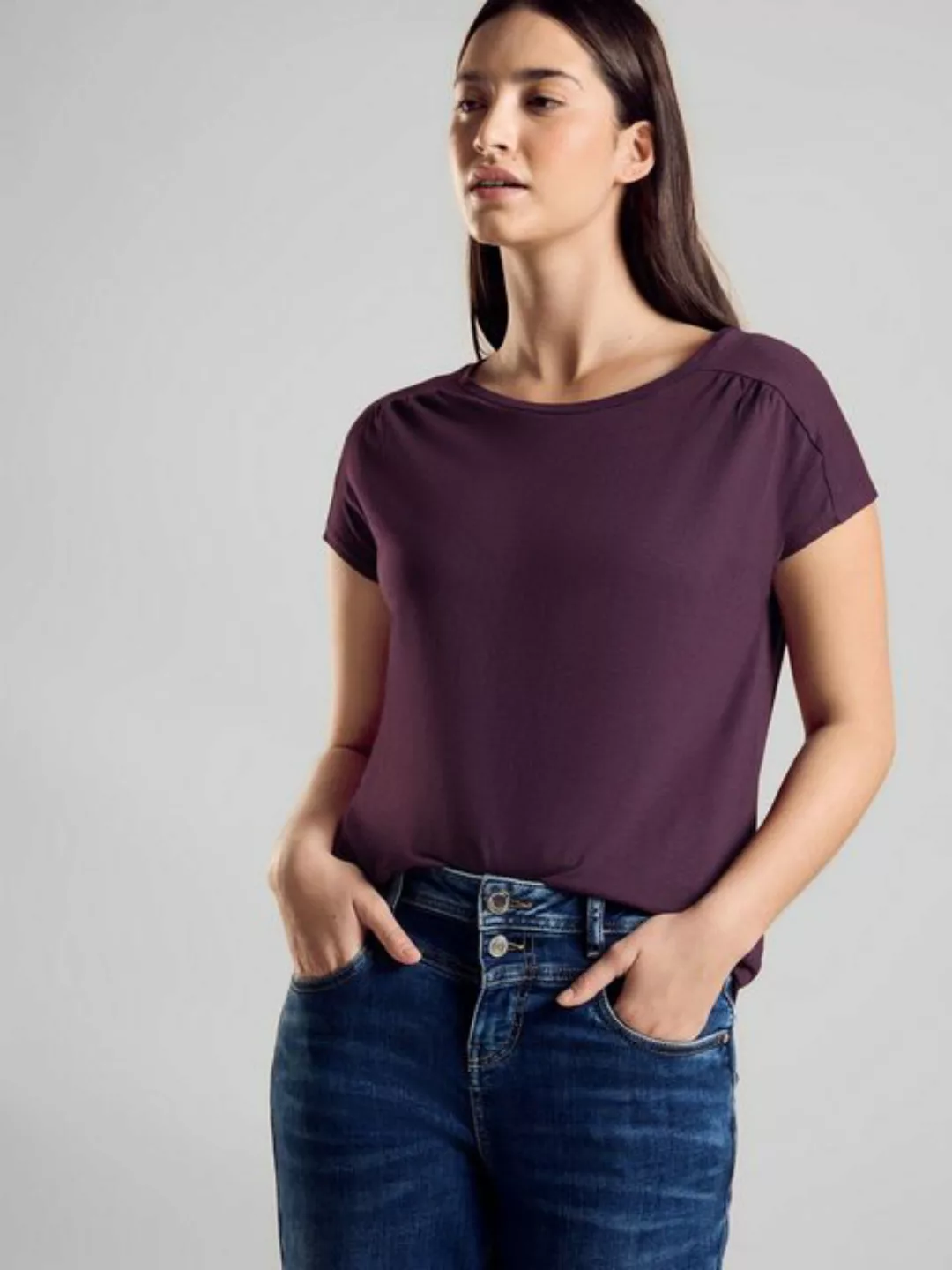 STREET ONE Shirttop mit seitlichen Schlitzen im Saum günstig online kaufen