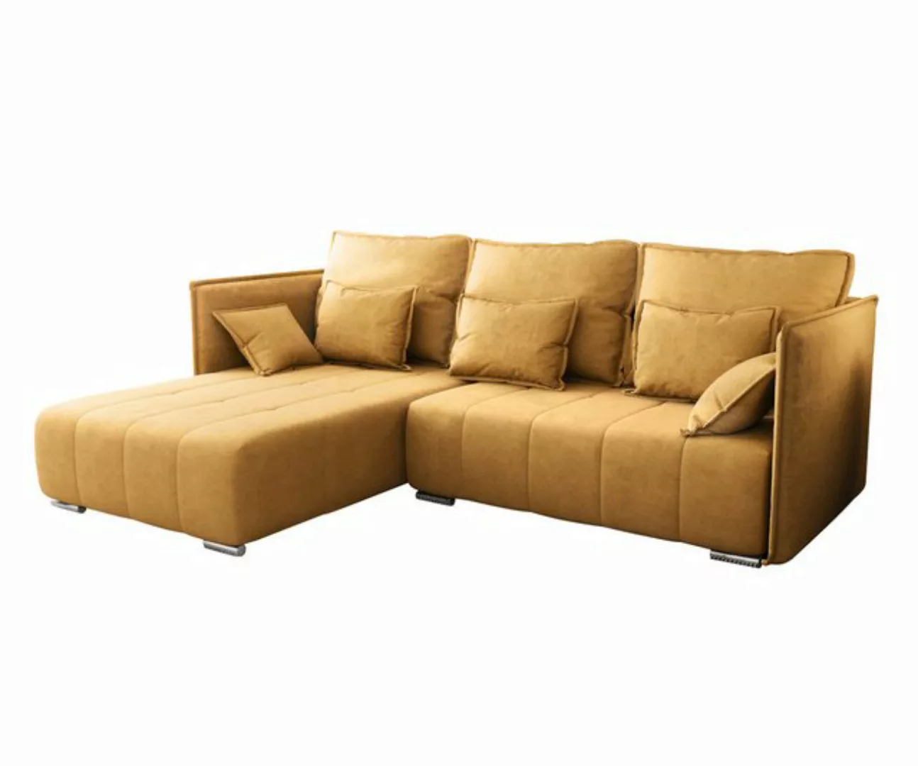 Furnix Ecksofa YAHO bequeme Couch ausziehbar mit Bettkasten Kissen Schlafso günstig online kaufen