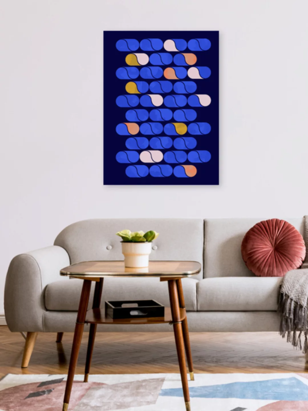 Poster / Leinwandbild - Blue Modern Pattern günstig online kaufen