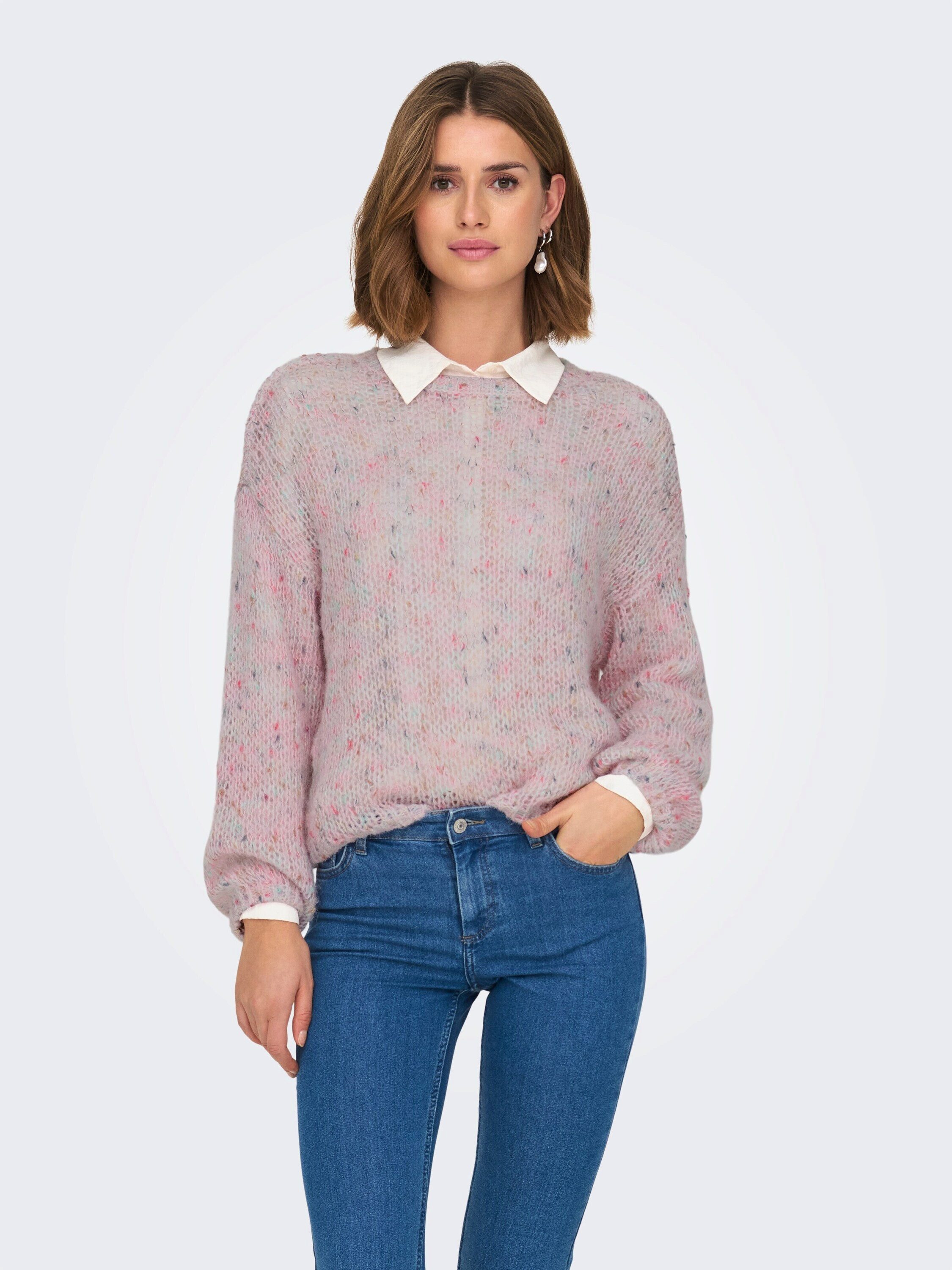 ONLY Rundhalspullover ONLUMA (1-tlg) Lochmuster günstig online kaufen