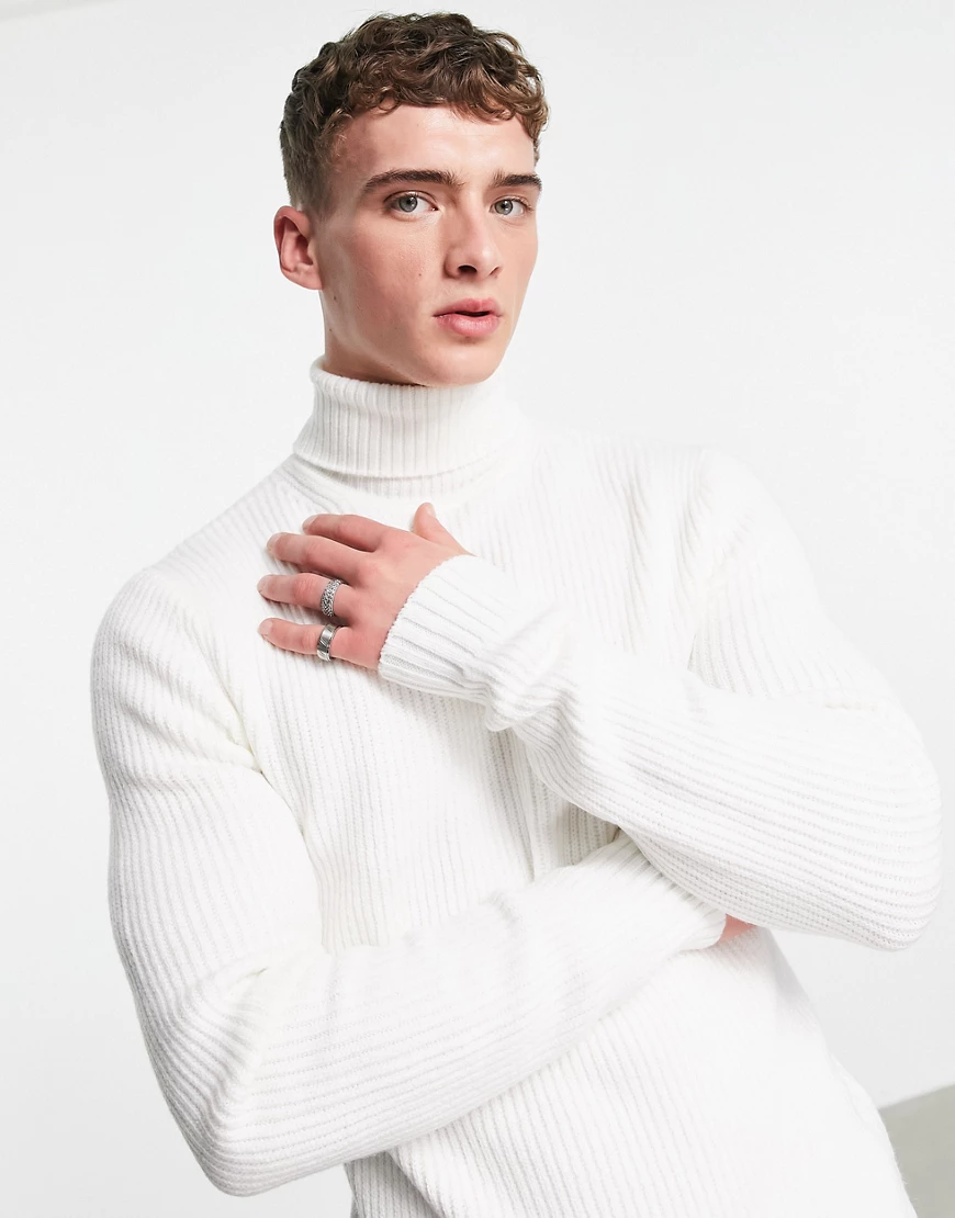 Bershka – Weißer Rollkragenpullover günstig online kaufen