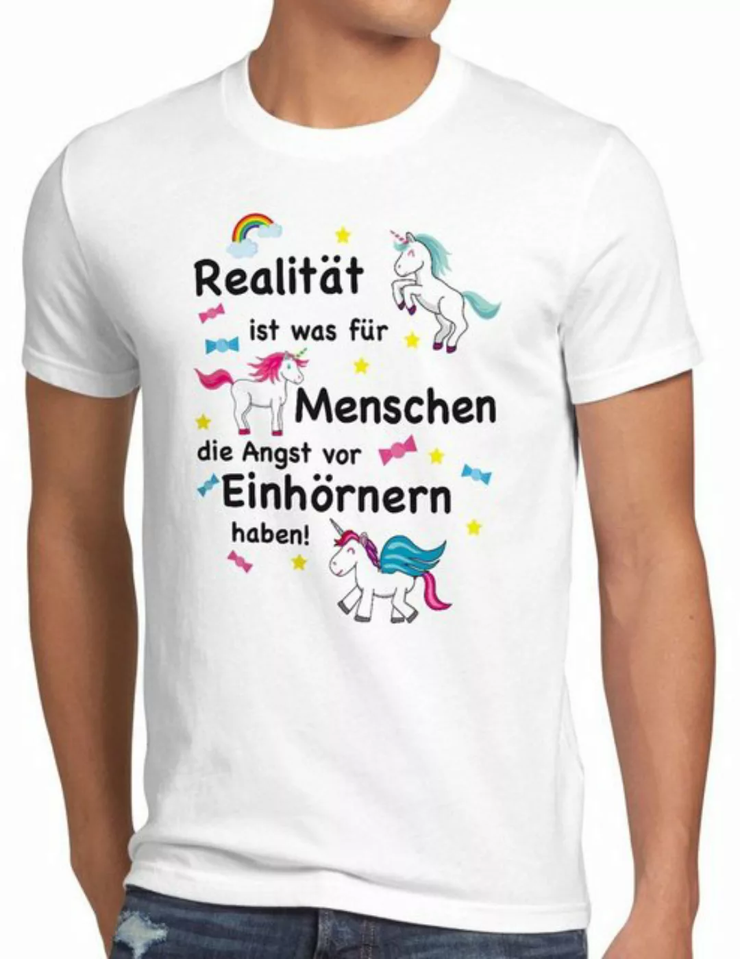 style3 Print-Shirt Herren T-Shirt Realität ist für Menschen Angst Einhörner günstig online kaufen