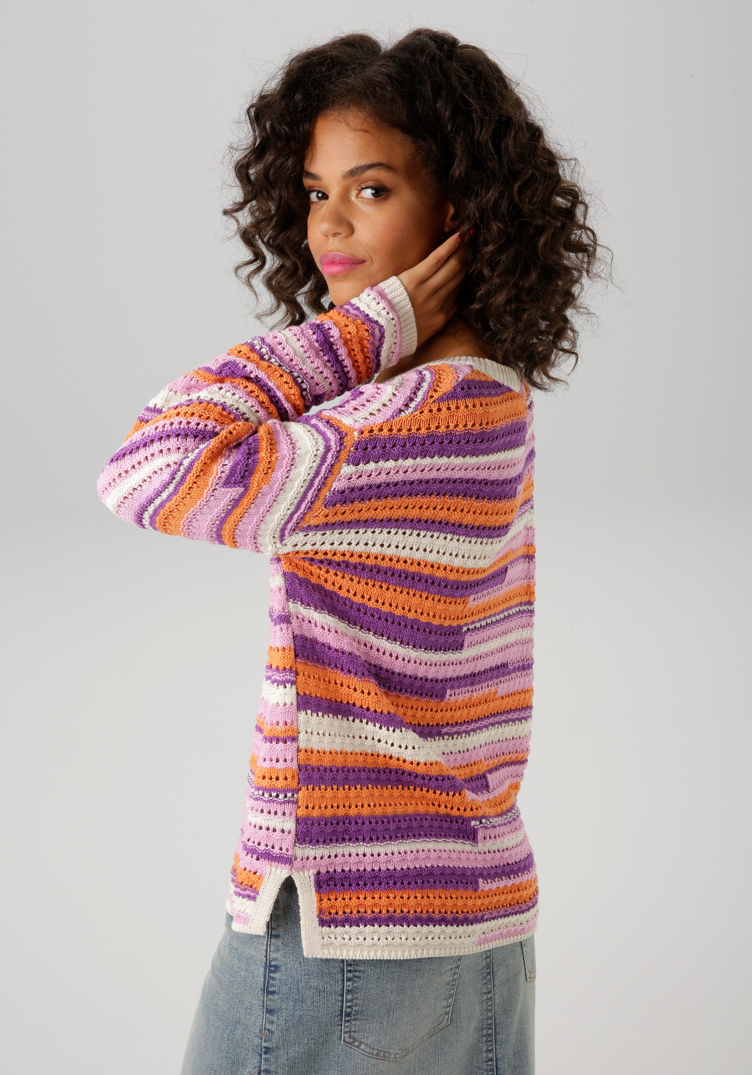 Aniston CASUAL Strickpullover, im extravagantem Streifen-Dessin günstig online kaufen