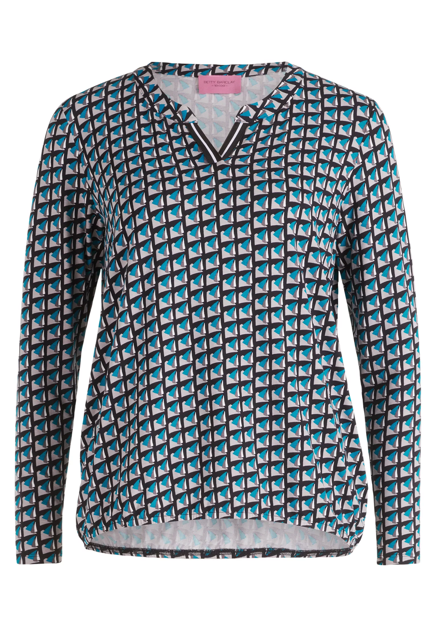 Betty Barclay Kurzarmshirt "Betty Barclay Blusenshirt mit Print", Rippbündc günstig online kaufen