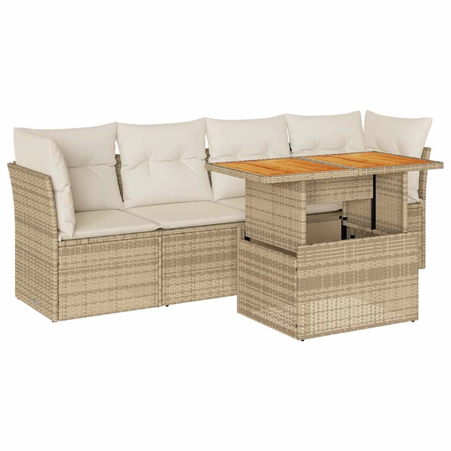 vidaXL 5-Tlg Garten-Sofagarnitur mit Kissen Beige Poly Rattan 3326879 günstig online kaufen