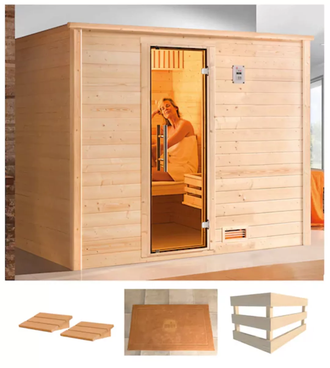 Weka Massivholzsauna Bergen Glastür 248x198x203 günstig online kaufen