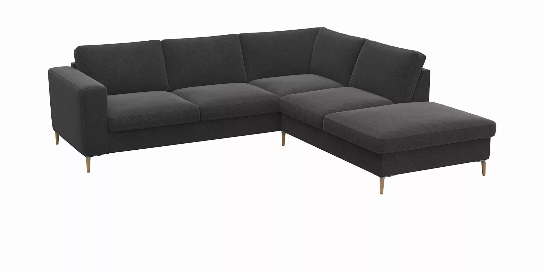 FLEXLUX Ecksofa »Fiore, L-Form«, breite Armlehnen, Füße Alu/Eiche, B/T 241/ günstig online kaufen