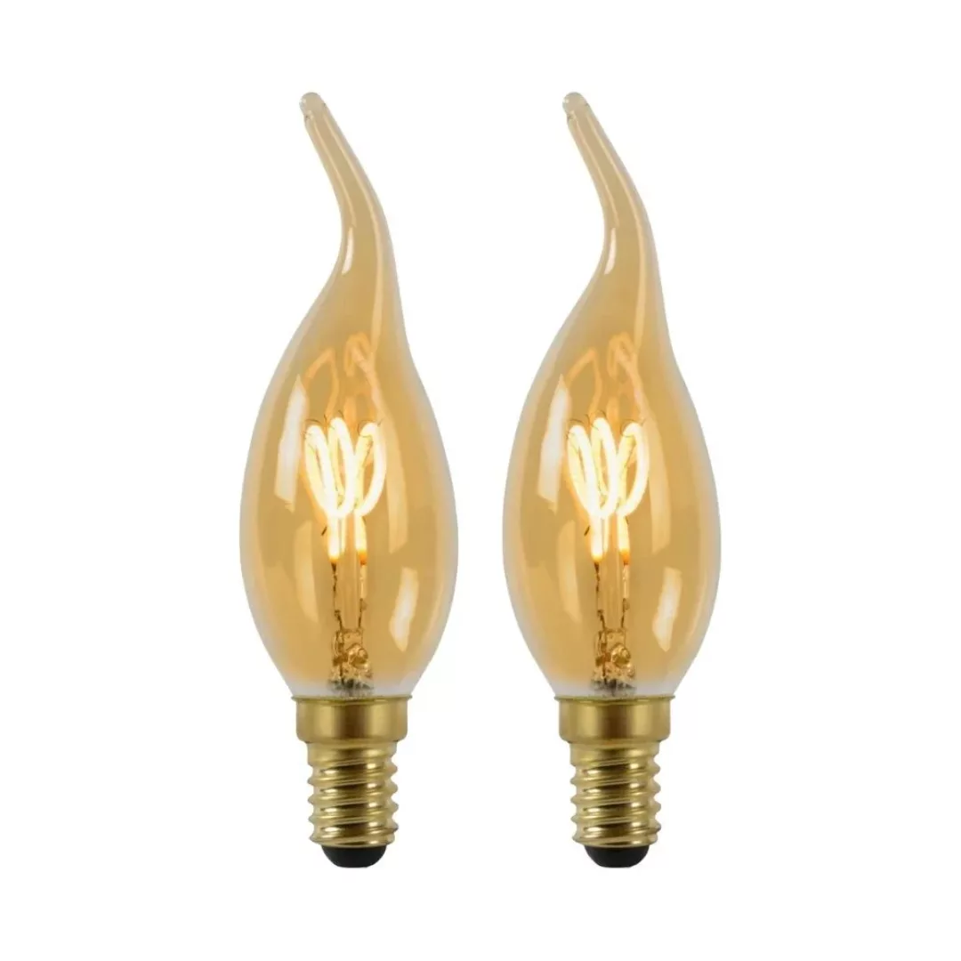 LED Leuchtmittel E14 Windstoßkerze - BA38 in Amber 3W 165lm 2er-Pack günstig online kaufen