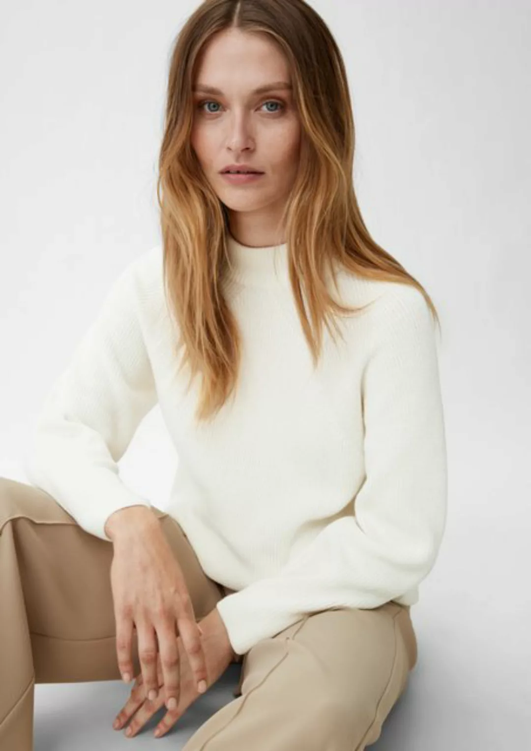 Comma Langarmshirt Strickpullover aus Baumwolle günstig online kaufen