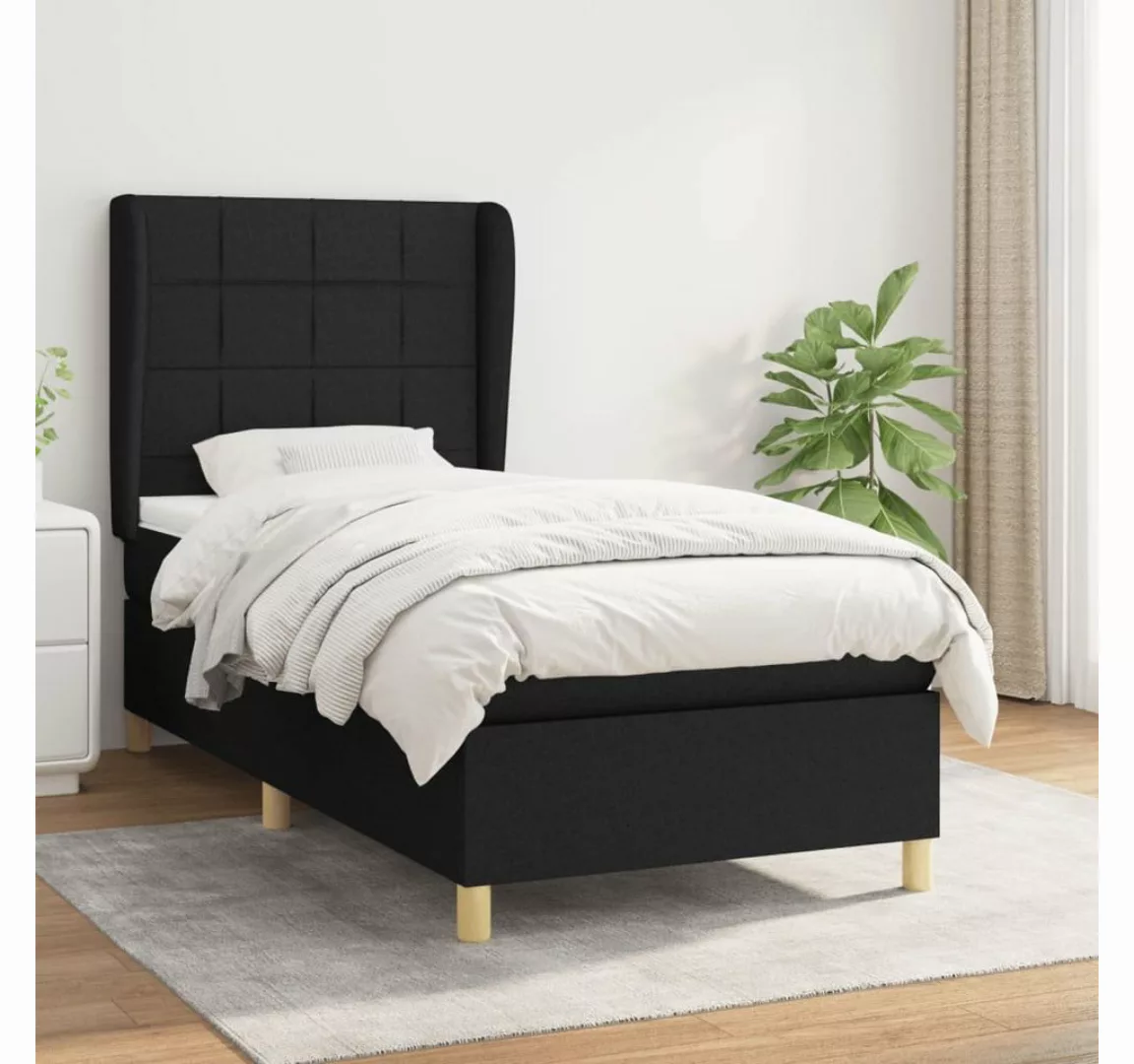 furnicato Bett Boxspringbett mit Matratze Schwarz 90x200 cm Stoff günstig online kaufen