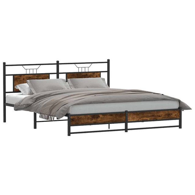 vidaXL Bett Metallbett ohne Matratze Räuchereiche 183x213 cm günstig online kaufen