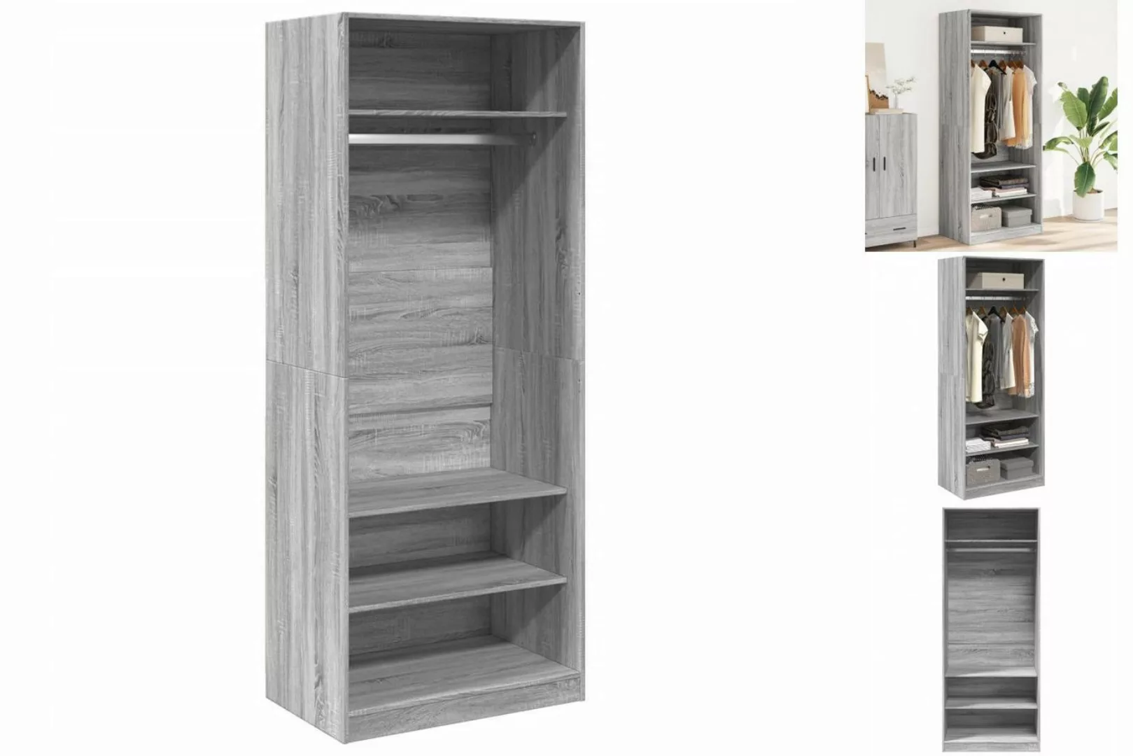 vidaXL Kleiderschrank Kleiderschrank Grau Sonoma 80x50x200 cm Spanplatte günstig online kaufen