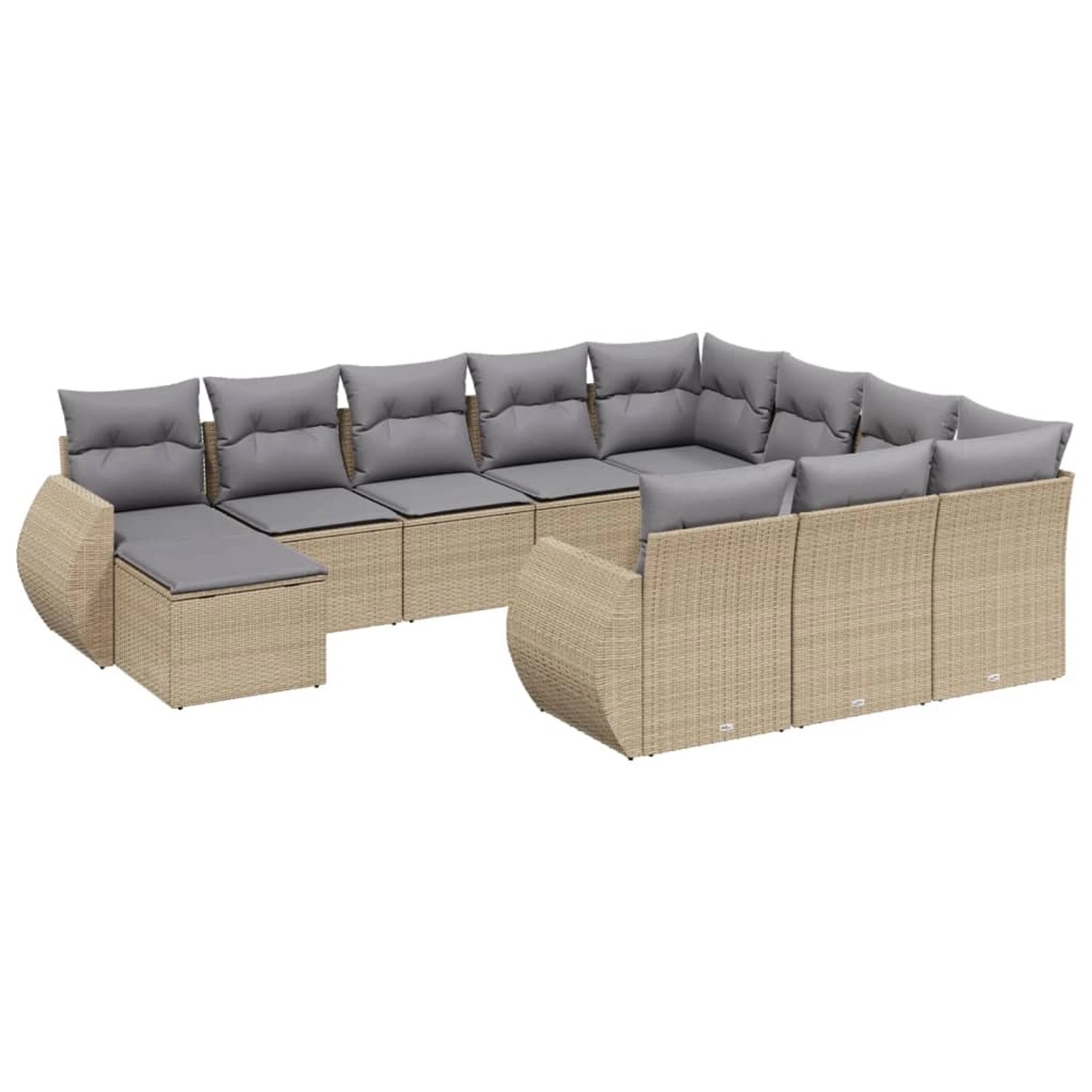 vidaXL 11-Tlg Garten-Sofagarnitur mit Kissen Beige Poly Rattan 3257522 günstig online kaufen
