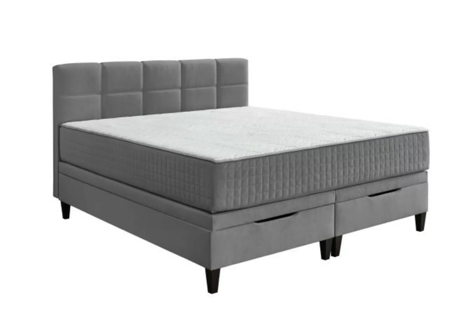 Boxspringbett ca. 180x200 cm mit Bettkasten und Topper H2/H3 wendbar anthra günstig online kaufen