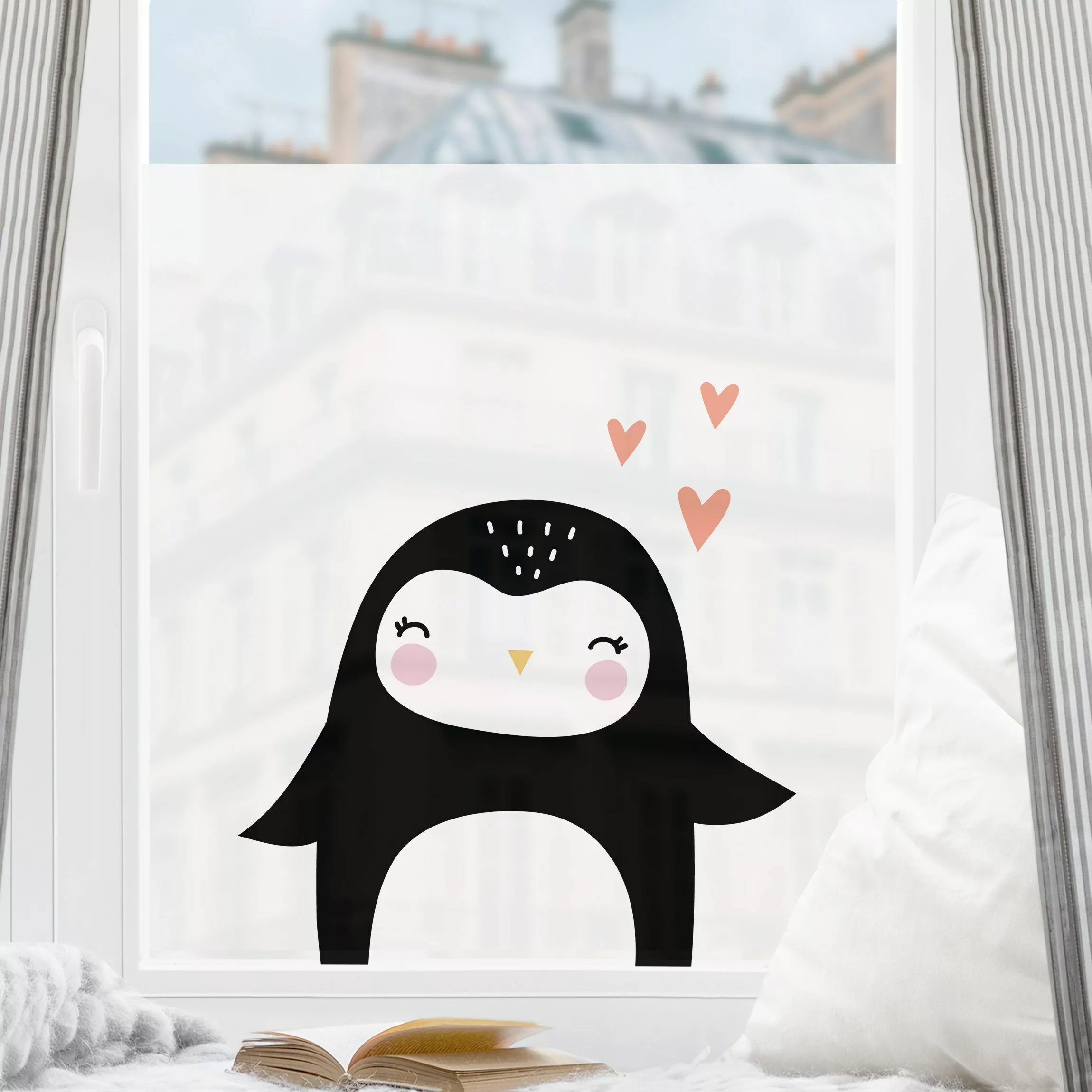 Fensterfolie Pinguin mit Herz günstig online kaufen