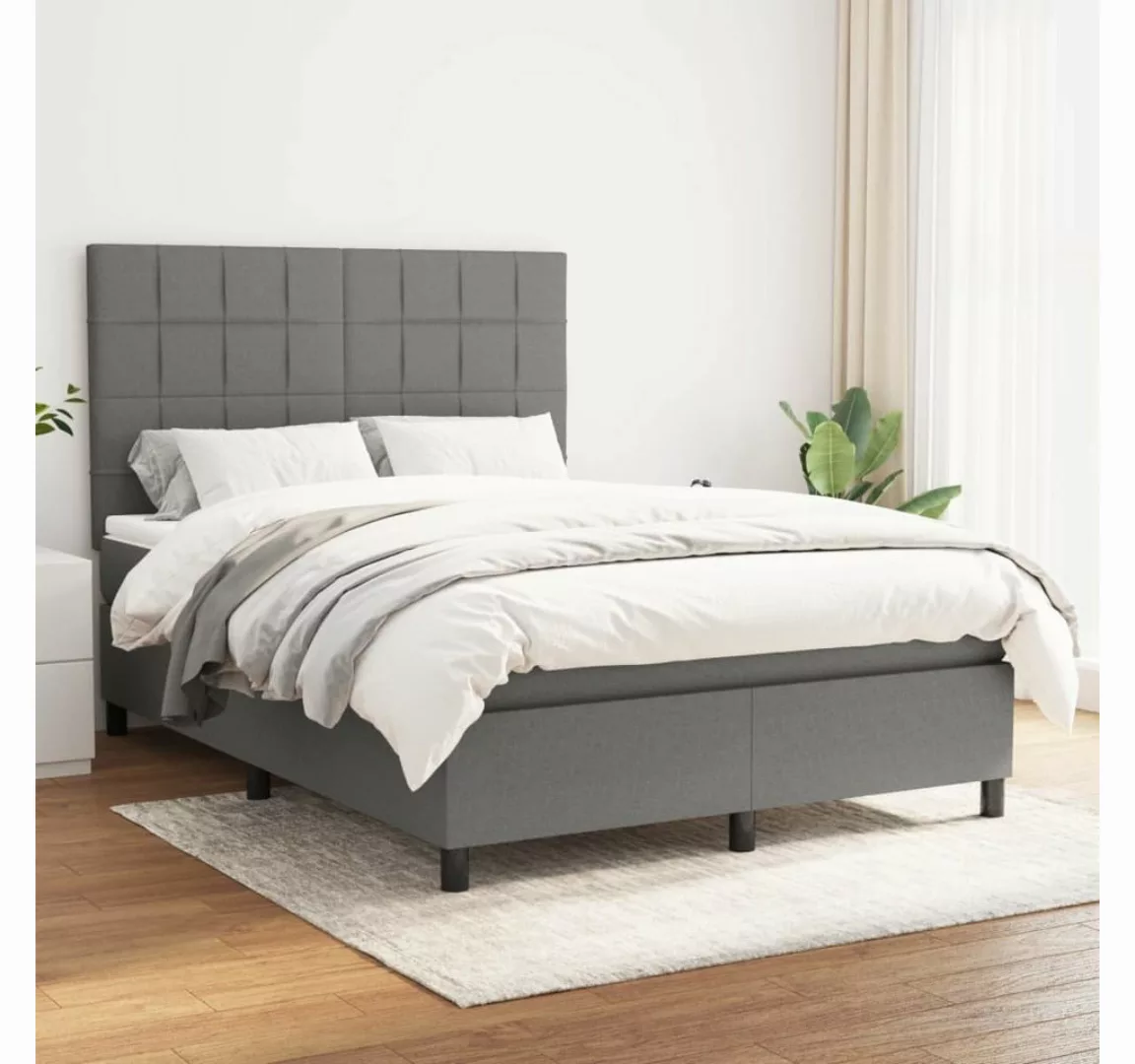 furnicato Bett Boxspringbett mit Matratze Dunkelgrau 140x190 cm Stoff günstig online kaufen