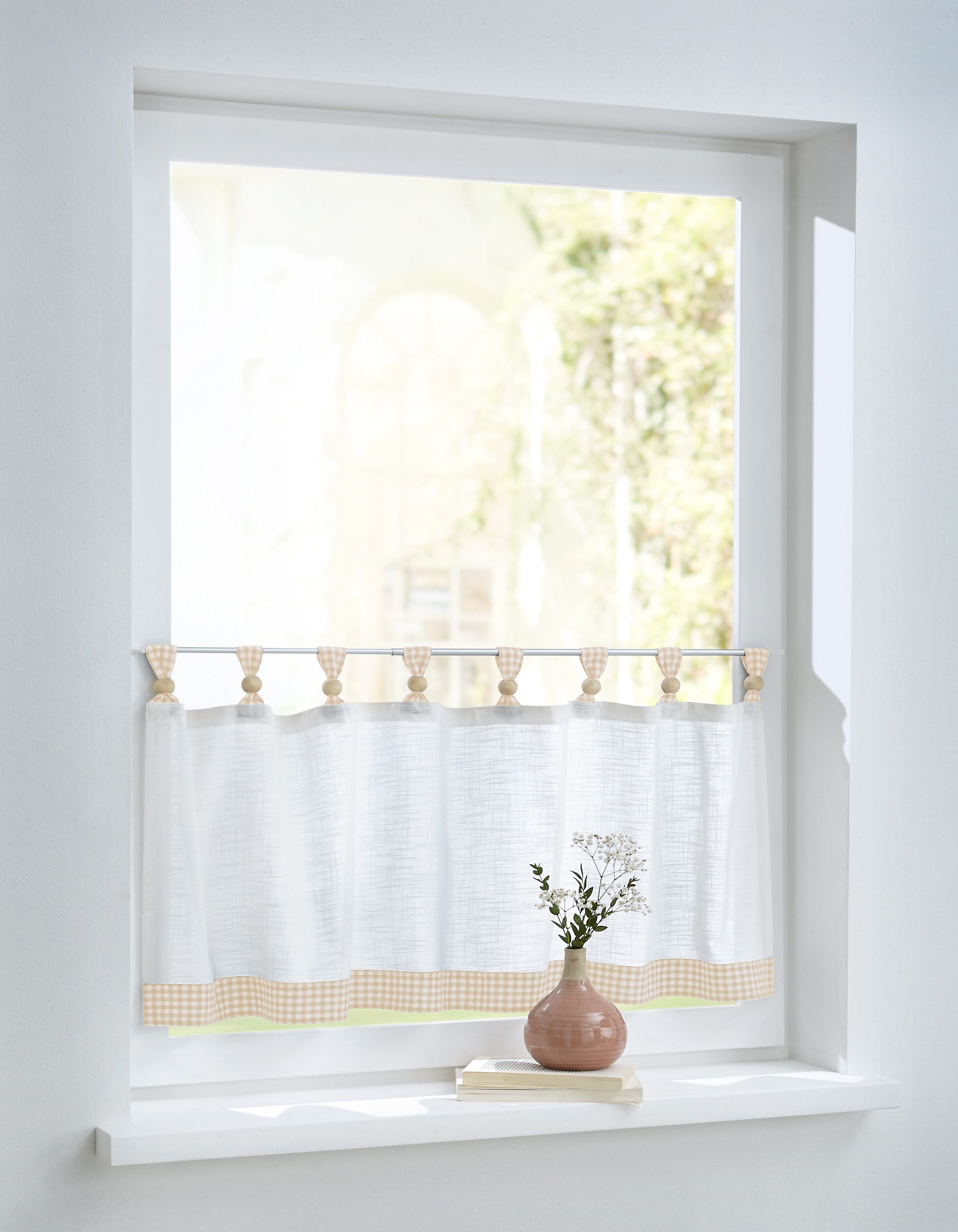 Kutti Scheibengardine »Cottage Panneau«, (1 St.), Kurzgardine Karo, Baumwol günstig online kaufen