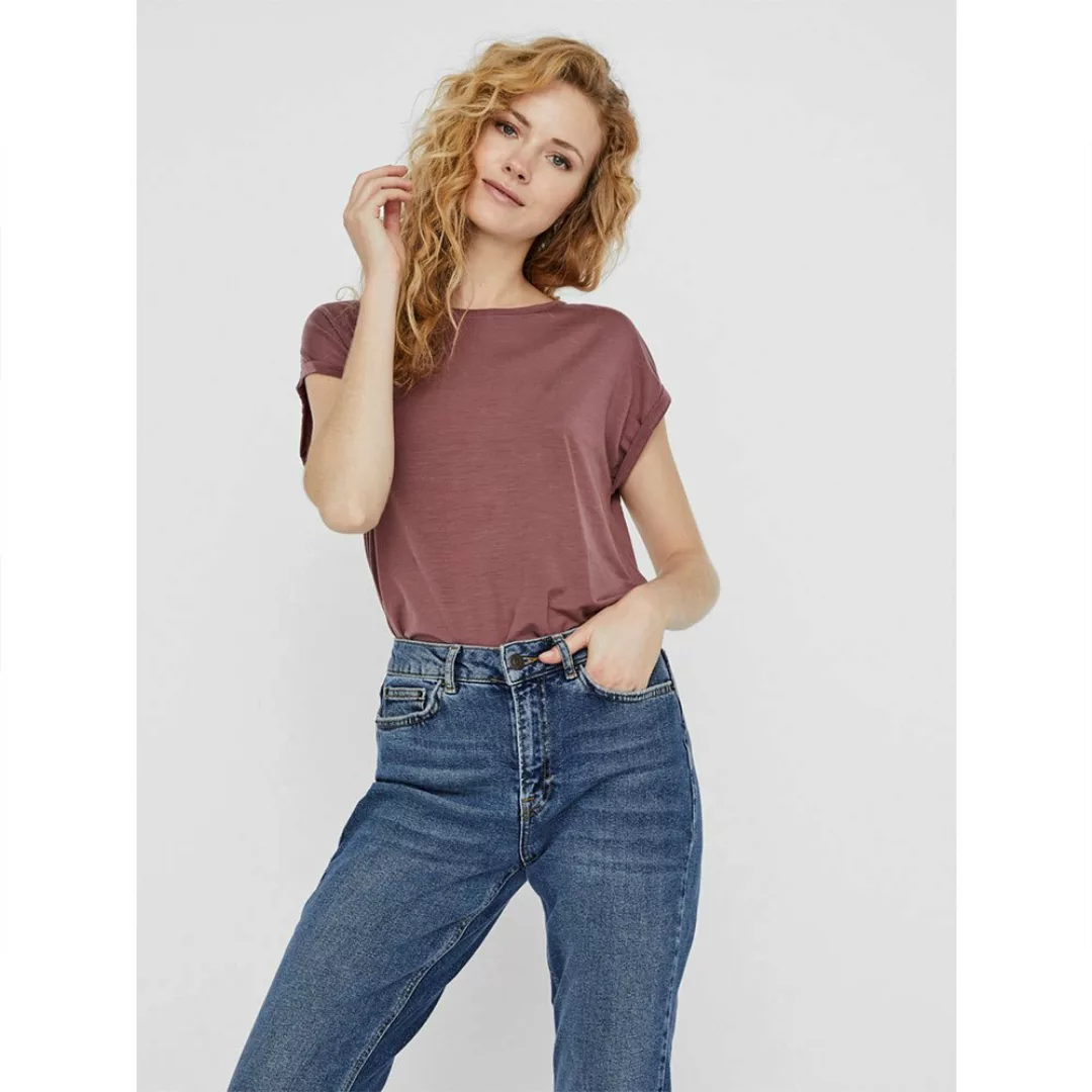 Vero Moda Ava Plain Kurzärmeliges T-shirt M Rose Brown günstig online kaufen