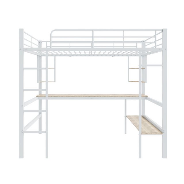 Yemaster Etagenbett 90x200 cm / 140x200 cm Metallhochbett, Mit Schreibtisch günstig online kaufen