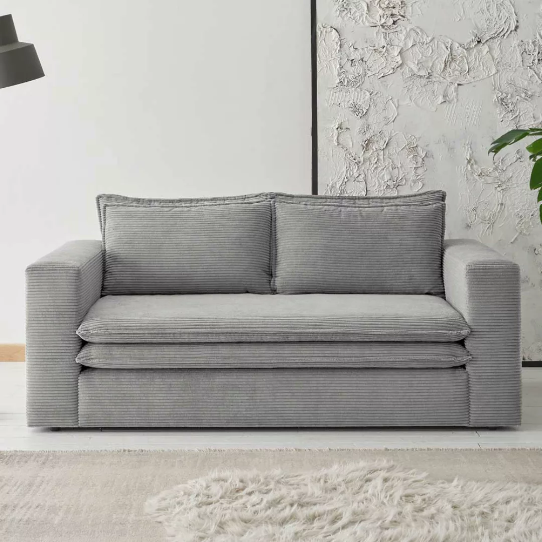 Hellgraues Zweisitzer Sofa aus Cord modernem Design günstig online kaufen