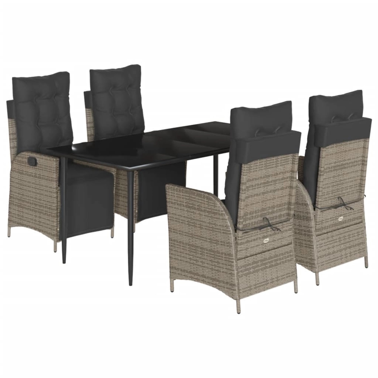 vidaXL 5-Tlg Garten-Essgruppe mit Kissen Grau Poly Rattan 3213423 günstig online kaufen