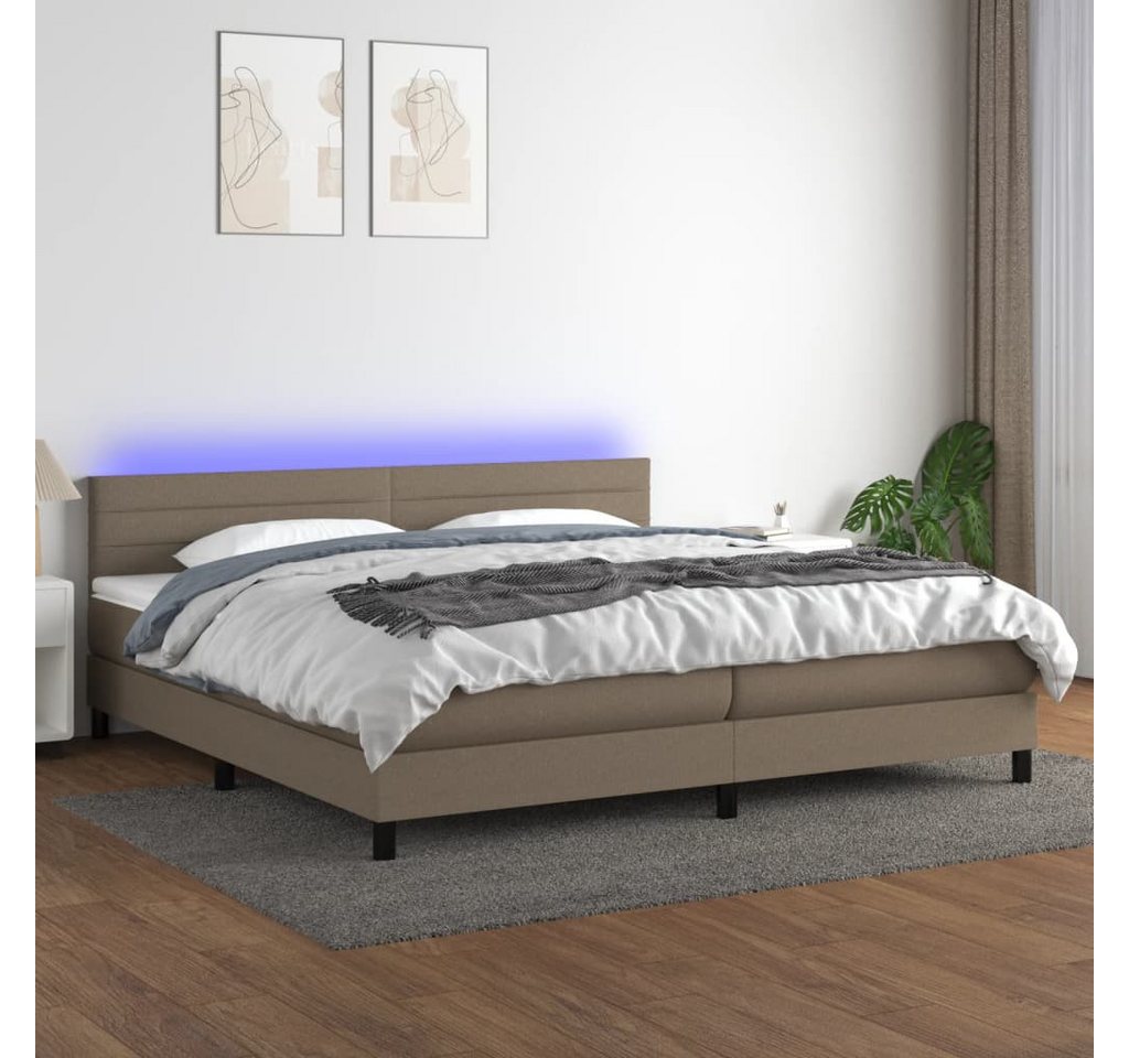 vidaXL Boxspringbett Boxspringbett mit Matratze LED Taupe 200x200 cm Stoff günstig online kaufen