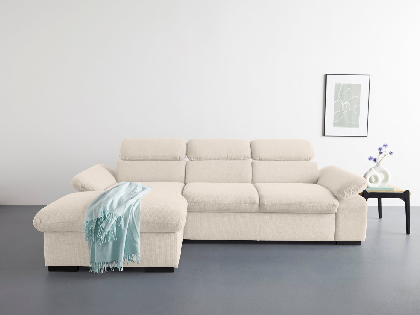 COTTA Ecksofa "Lola L-Form", (Set, mit Hocker), mit Hocker & Kopfteilfunkti günstig online kaufen