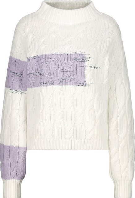 Monari Blusenshirt Colourblocking-Pullover mit Zopfmuster off-white günstig online kaufen