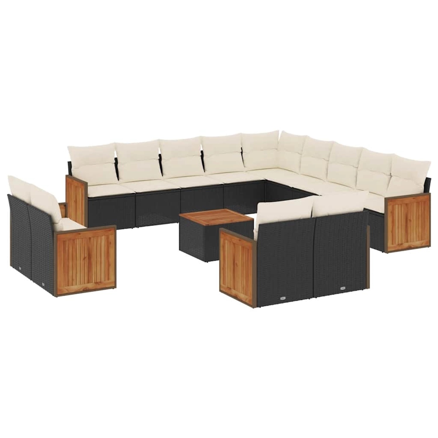 vidaXL 14-Tlg Garten-Sofagarnitur mit Kissen Schwarz Poly Rattan 3260614 günstig online kaufen