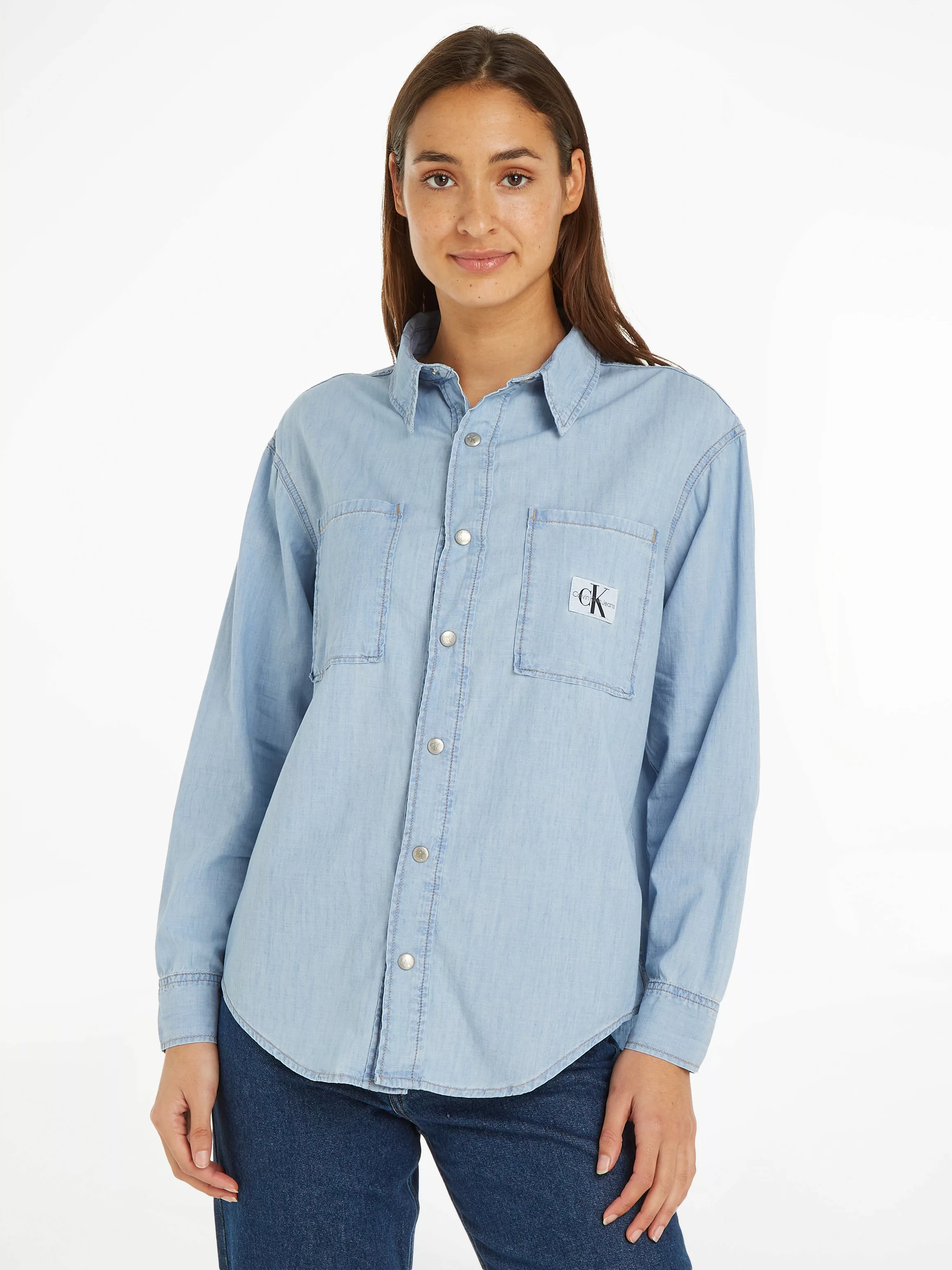 Calvin Klein Jeans Jeansbluse OVERSIZED LS DENIM SHIRT mit Logopatch günstig online kaufen