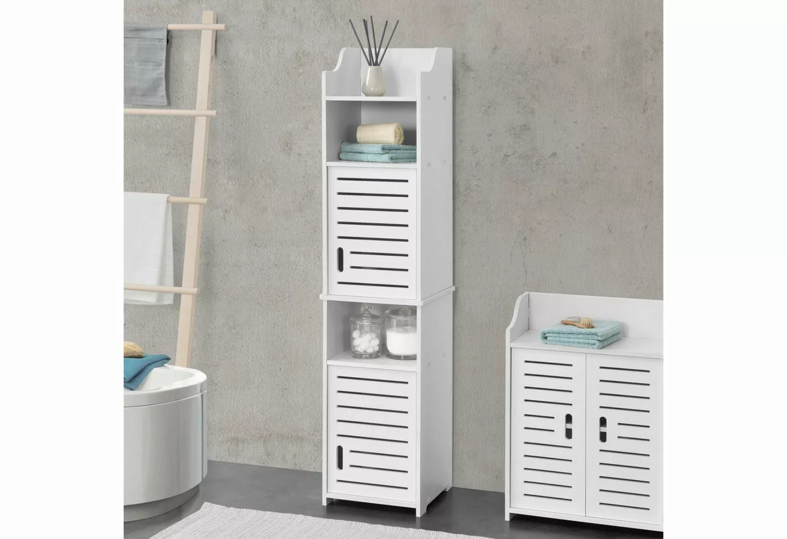 en.casa Hochschrank »Mora« Badezimmerschrank Hochschrank Badkommode 135x32x günstig online kaufen