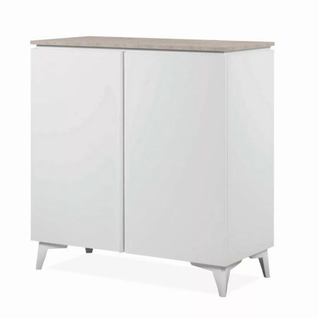 Finori Schuhschrank Kommode Sideboard Bertrix, Sandstein / Weiß, verschiede günstig online kaufen