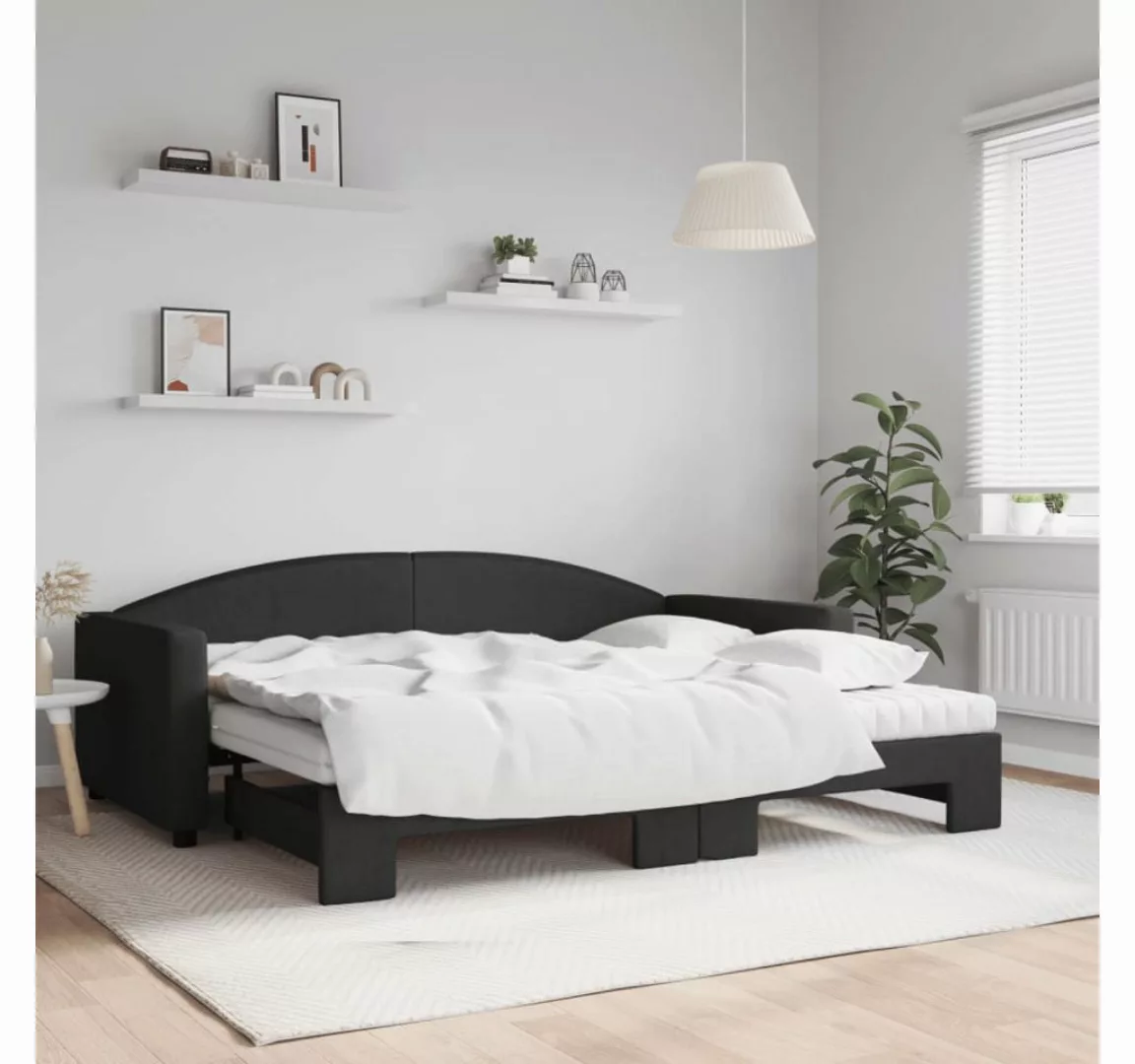 vidaXL Gästebett Gästebett Tagesbett Ausziehbar mit Matratzen Schwarz 90x20 günstig online kaufen